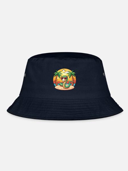 Schlange Lustige Cartoon Sommer Strand Sonnenbrille - Bucket Hat - Navy - Vorne