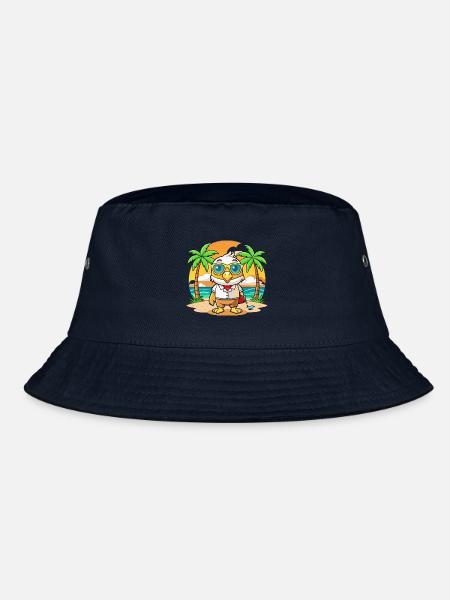 Hawk Funny Cartoon Summer Beach Sunglasses - Bucket Hat - navy - Front