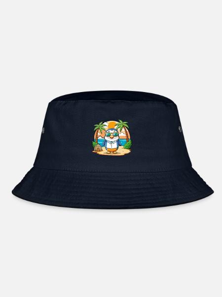 Pinguin Lustige Cartoon Sommer Strand Sonnenbrille - Bucket Hat - Navy - Vorne