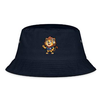 Lion Funny Cartoon Character Musique de casque - Bob - marine - Devant