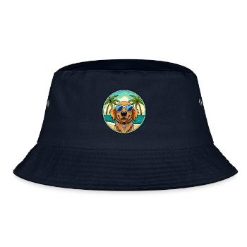Picardy Spaniel Dog Breed Cartoon Sunglasses Beach - Bucket Hat - navy - Front