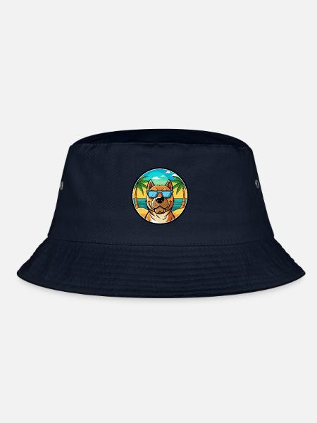 Perro De Presa Canario Hunderasse Cartoon Strand - Bucket Hat - Navy - Vorne