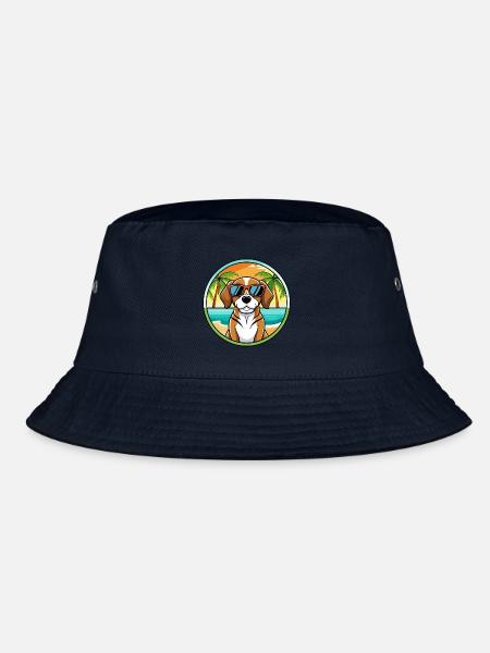 Beagle Harrier Hunderasse Cartoon Sonnenbrille Strand - Bucket Hat - Navy - Vorne