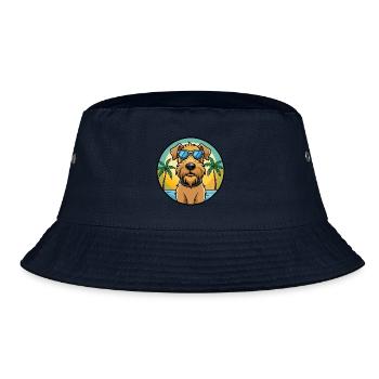 Weich beschichtete Wheaten Terrier Hunderasse Karikatur - Bucket Hat - Navy - Vorne