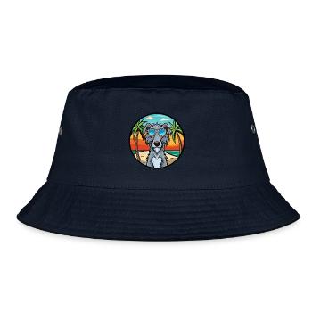 Scottish Deerhound Dog Breed Cartoon Sunglasses - Bucket Hat - navy - Front
