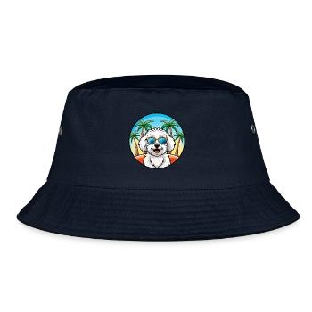 Bichon frisé race de chien dessin animé lunettes de soleil plage - Bob - marine - Devant