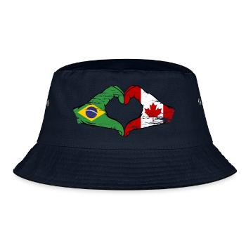 Brazil Canada Flag Hands Heart Shape Used - Bucket Hat - navy - Front