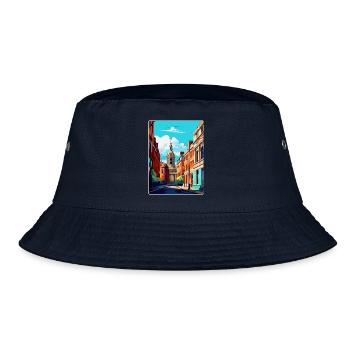 Leeds England Uk Vintage Travel Poster Souvenir - Bucket Hat - navy - Front