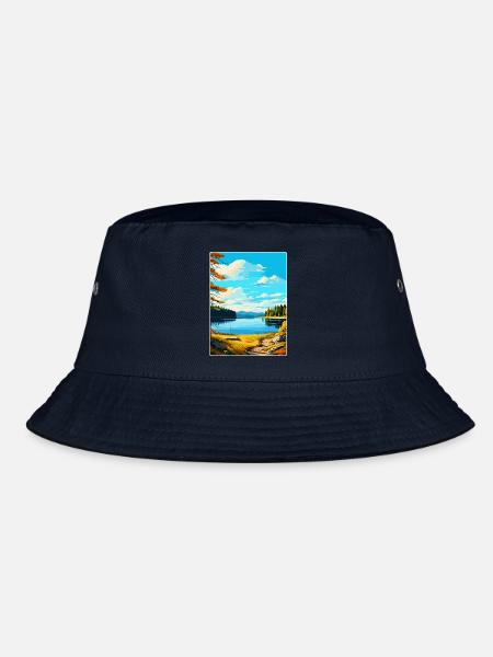 Kielder Water Forest Park England Uk Travel Poster - Bucket Hat - navy - Front