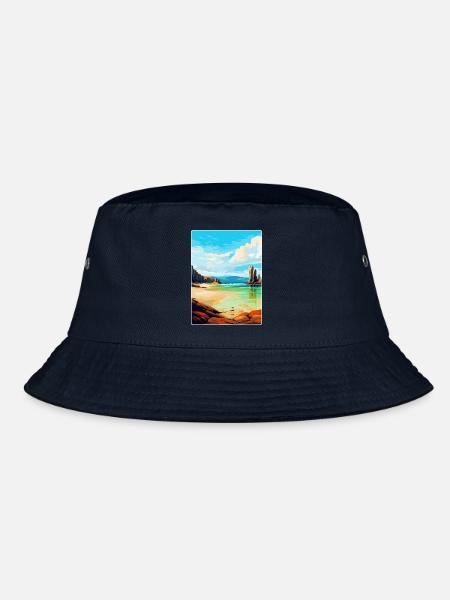 Isle Of Lewis Schottland Vereinigtes Königreich Vintage Reiseposter - Bucket Hat - Navy - Vorne