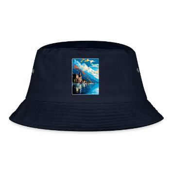 Montreux Schweiz Vintage Reiseplakat WPA Kunst - Bucket Hat - Navy - Vorne
