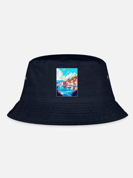 Hvar Kroatien Vintage Reiseposter WPA Souvenir - Bucket Hat - Navy - Vorne