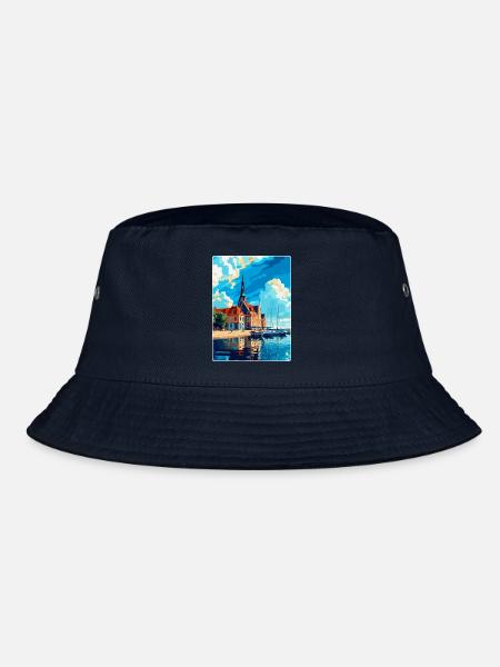 Rostock Deutschland Vintage Reiseplakat Souvenir WPA - Bucket Hat - Navy