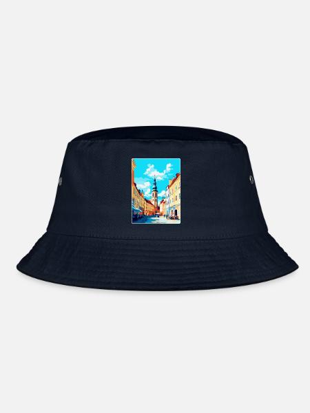 České Budějovice Tschechische Republik Poster - Bucket Hat - Navy - Vorne