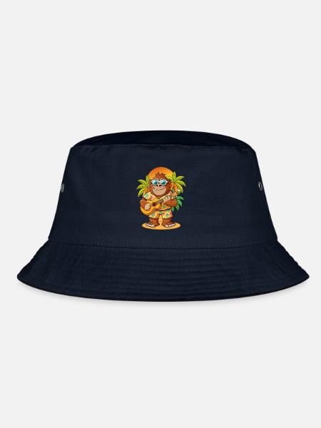 Lustige Bigfoot Cartoon Sommer Strand Sonnenbrille - Bucket Hat - Navy - Vorne