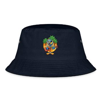 Lustige Papageien-Cartoon-Sommer-Strand-Sonnenbrille - Bucket Hat - Navy - Vorne