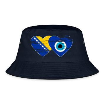 Bosnien Nazarperle Flagge used - Bucket Hat - Navy - Vorne