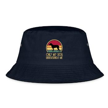 Irish Wolfhound Hund Liebe Silhouette Vintage Sonnenuntergang - Bucket Hat - Navy - Vorne
