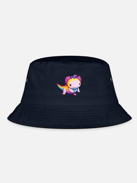 Axolotl Buntes Aquarell Cartoon Kawaii Tier - Bucket Hat - Navy