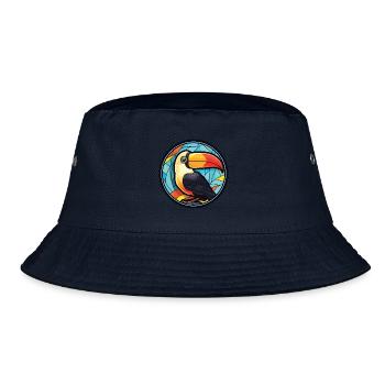 Tukan buntes Aquarell Tier Haustier Illustration - Bucket Hat - Navy - Vorne