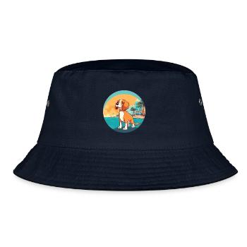 Deutsche Bracke Hund Rasse Cartoon Kawaii Clipart - Bucket Hat - Navy - Vorne