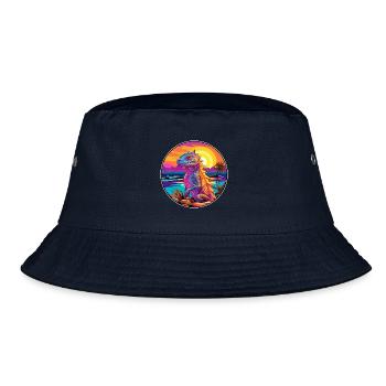 Basilisk Buntes Aquarell Cartoon Kawaii Tier - Bucket Hat - Navy - Vorne