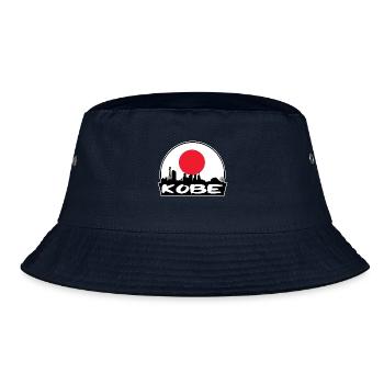 Kobe Japan Flagge Skyline Silhouette Reisen - Bucket Hat - Navy - Vorne