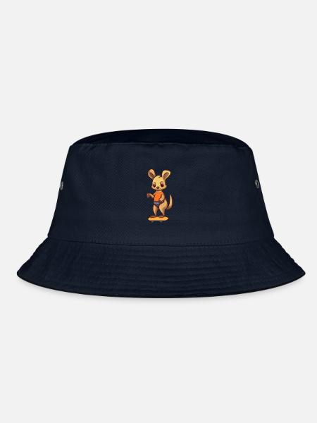 Lustiges Känguru Kawaii Cartoon spielt Skateboard - Bucket Hat - Navy