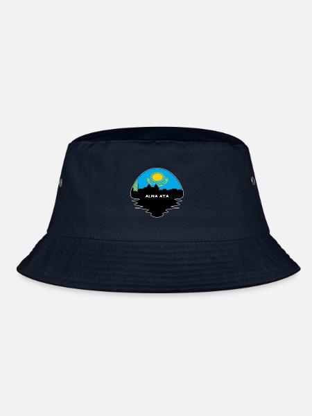 Alma Ata Kasachstan Flagge Skyline Silhouette Reisen - Bucket Hat - Navy