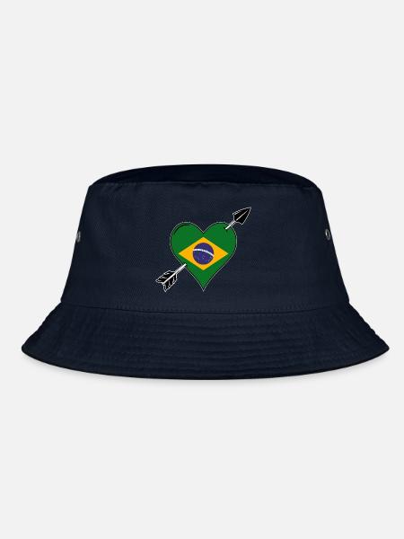 Brasilien Flagge Herz verliebt - Bucket Hat - Navy