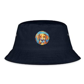 Akbash Hunderasse bunte Aquarell-Illustration - Bucket Hat - Navy - Vorne