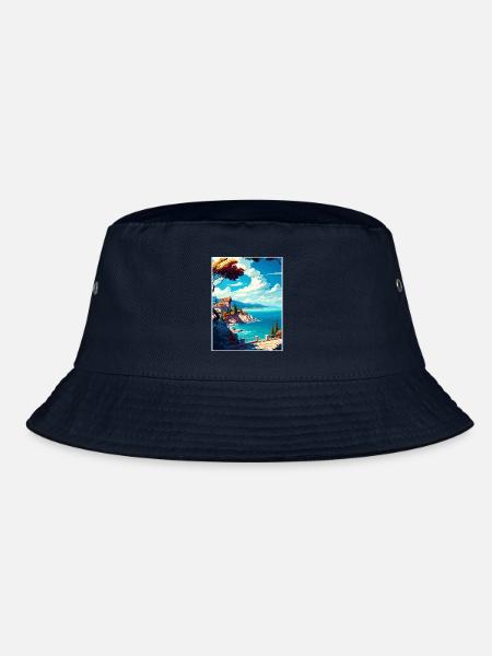Thassos Griechenland Dekoration Vintage Reiseposter - Bucket Hat - Navy