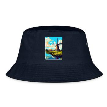 Kinderdijk Niederlande Vintage Reiseposter WPA - Bucket Hat - Navy - Vorne