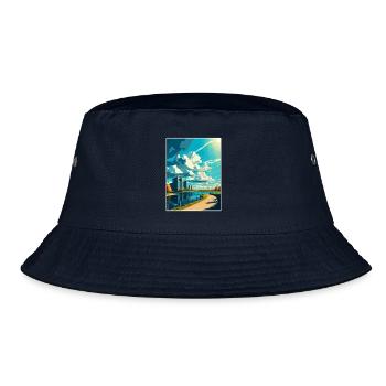 Almere Niederlande Vintage Reiseposter Souvenir - Bucket Hat - Navy - Vorne