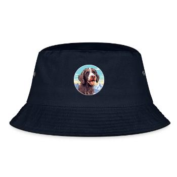 Pudelpointer Hunderasse Cartoon Kawaii Aquarell - Bucket Hat - Navy - Vorne