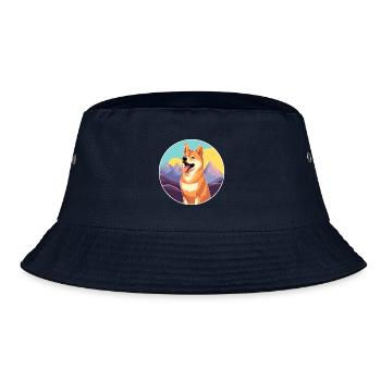 Neuguinea singende Hunderasse Cartoon Kawaii Waterc - Bucket Hat - Navy - Vorne
