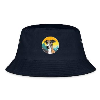 Lurcher Hunderasse Karikatur Kawaii Aquarell - Bucket Hat - Navy - Vorne