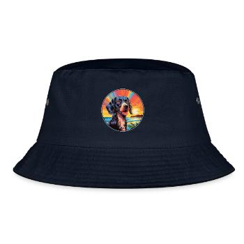 Friesische Spitzhundrasse Bunte Karikatur Wasserc - Bucket Hat - Navy - Vorne