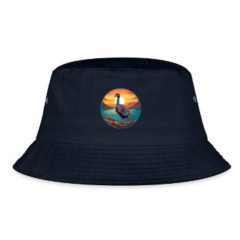 Truthahn Haustier Bunte Aquarell-Karikatur Kawaii Haustier - Bucket Hat - Navy - Vorne