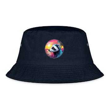 Skunk Buntes Aquarell Cartoon Kawaii Tier - Bucket Hat - Navy - Vorne