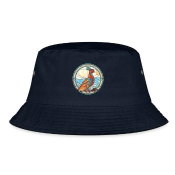 Fasan Buntes Aquarell Tier Illustration - Bucket Hat - Navy - Vorne