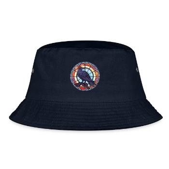 Rabe Buntes Aquarell Tier Haustier Illustration - Bucket Hat - Navy - Vorne