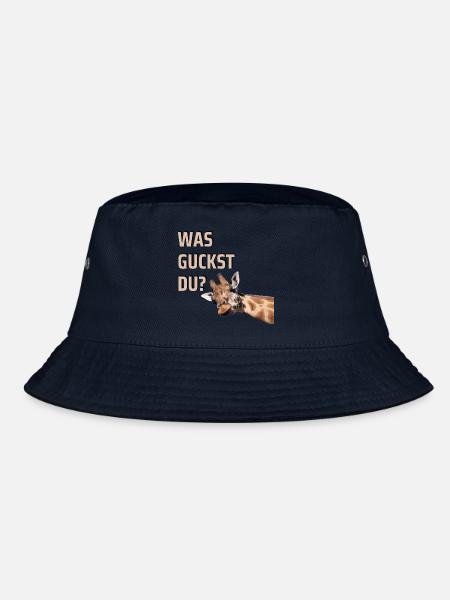 Was guckst du? Lustige Giraffe Spruch Geschenk - Bucket Hat - Navy