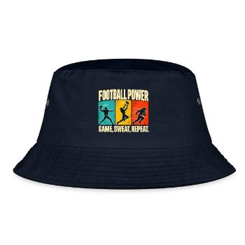 Football Power – Spiel, Schweiß, Wiederholung - Bucket Hat - Navy - Vorne