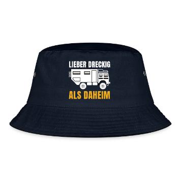 Lieber dreckig als daheim – Offroad Spruch - Bucket Hat - Navy - Vorne