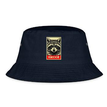 Waschbär Retro Illustration Vintage Raccoon - Bucket Hat - Navy - Vorne