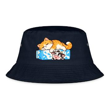 Katze und Kuh - Bucket Hat - Navy - Vorne