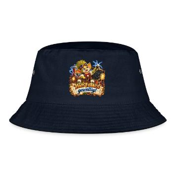 Wenuma Hier funkts gewaltig  - Bucket Hat - Navy - Vorne