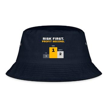 Risk first, Profit second – Trading Motivation - Bucket Hat - Navy - Vorne
