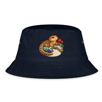 Gürtelschweif im japanischen Steingarten - Bucket Hat - Navy - Vorne